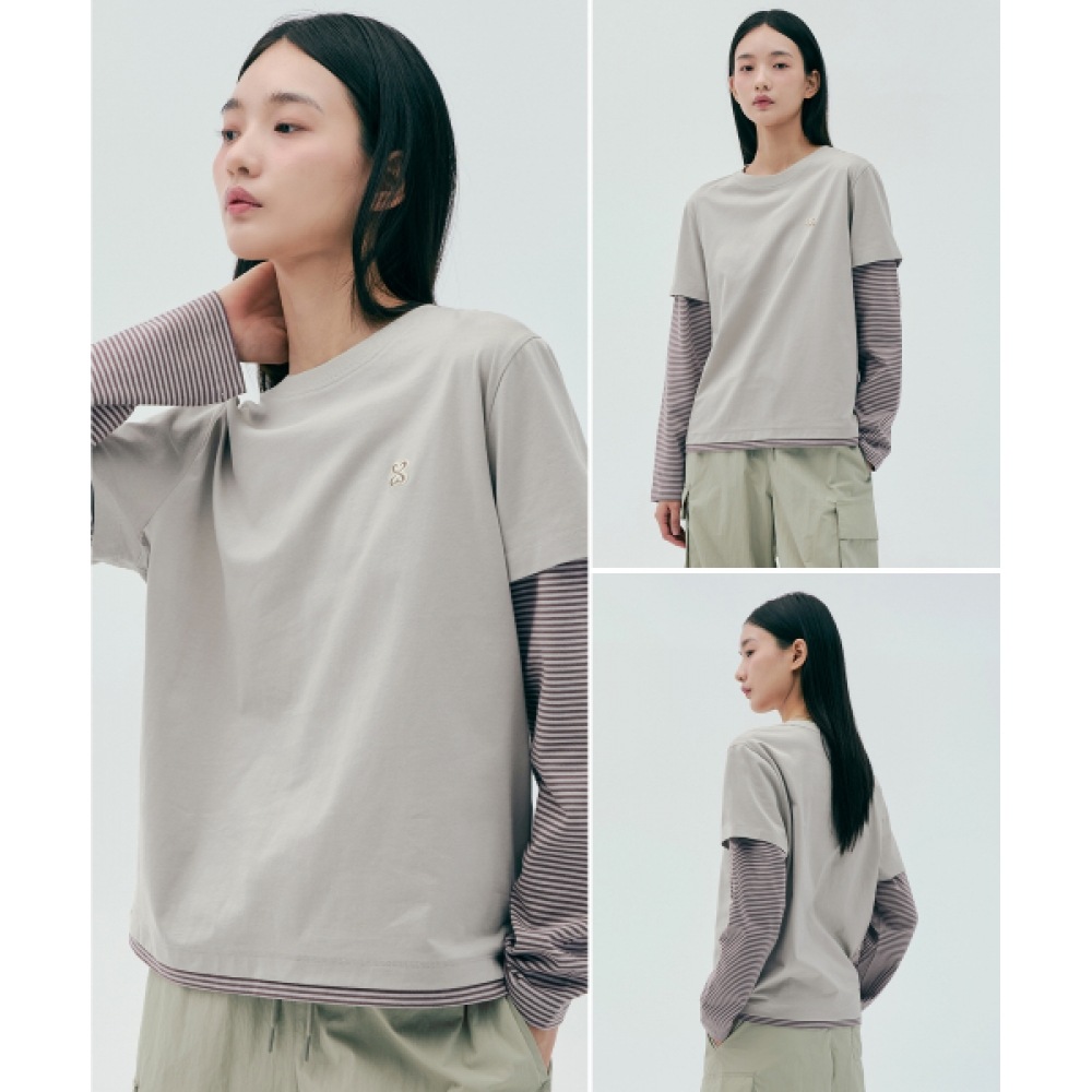 CODEGERY (女性) レイヤードロングスリーブ Tシャツ_ペールピンク CODEGERY (女性) レイヤードロングスリーブ Tシャツ_ペールピンク