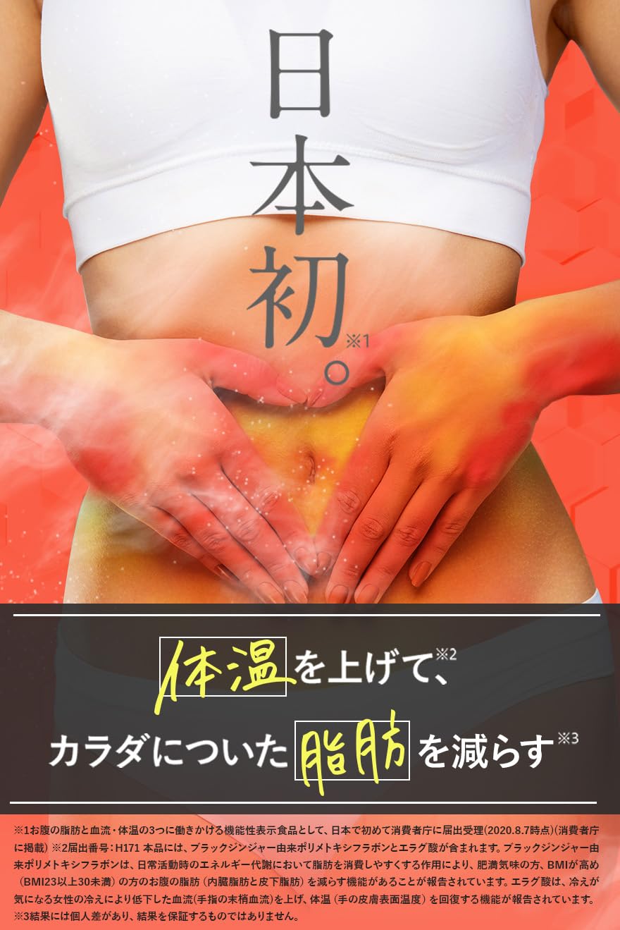 スリリンファイア SLILIN F (3袋)[3ヶ月分] 温活 脂肪燃焼 皮下脂肪 ブラックジンジャー サプリ エラグ酸 基礎代謝 サポート 生姜 日本製 国産 減らす サプリメント 燃焼系