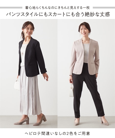 ジャンパー・ブルゾン らくしゃん 洗える多機能ノーカラージャケット ジャンパー・ブルゾン らくしゃん 洗える多機能ノーカラージャケット