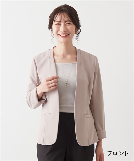 ジャンパー・ブルゾン らくしゃん 洗える多機能ノーカラージャケット ジャンパー・ブルゾン らくしゃん 洗える多機能ノーカラージャケット