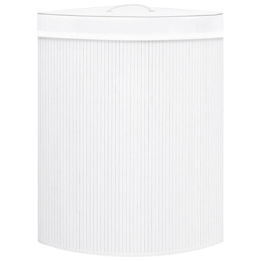 コーナーランドリーバスケット 竹製 ホワイト 60L