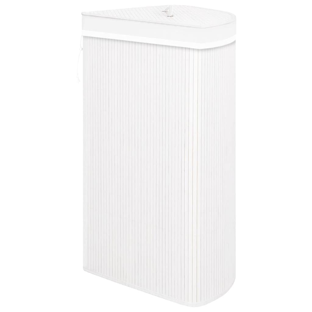 コーナーランドリーバスケット 竹製 ホワイト 60L