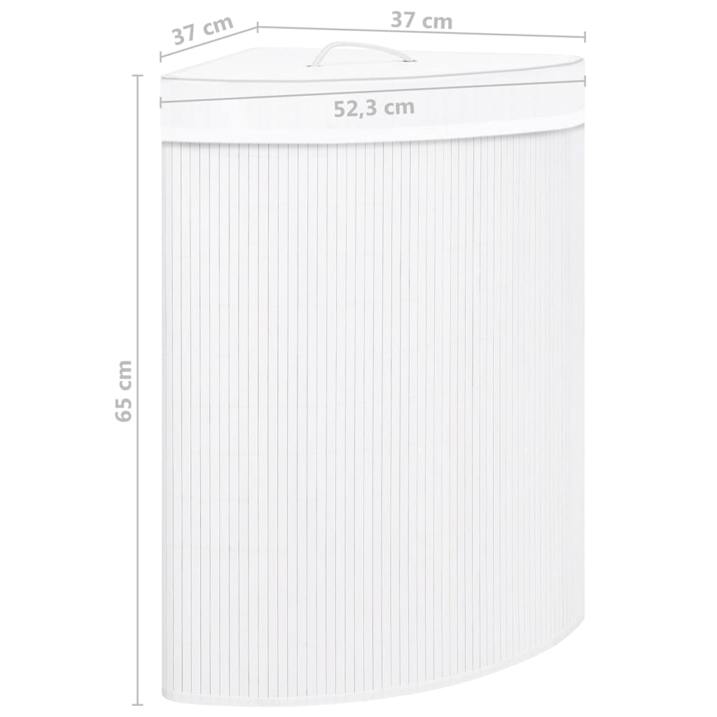 コーナーランドリーバスケット 竹製 ホワイト 60L