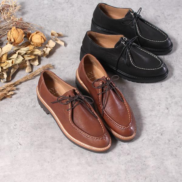 SAYA サヤ ラボキゴシ 靴 革靴 レディース 51058 日本製 厚底 本革 黒 ブラック ブラウン チロリアンシューズ タンクソール