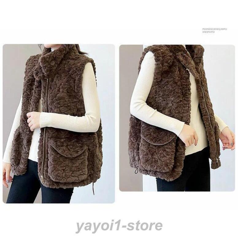 ファーベスト ベスト レディース 秋冬 ジレ ファーコート ボリューム フェイクファー 羽織り アウター ジャケット ジレ レイヤード 重ね着 ミドル丈 羽織 秋 冬