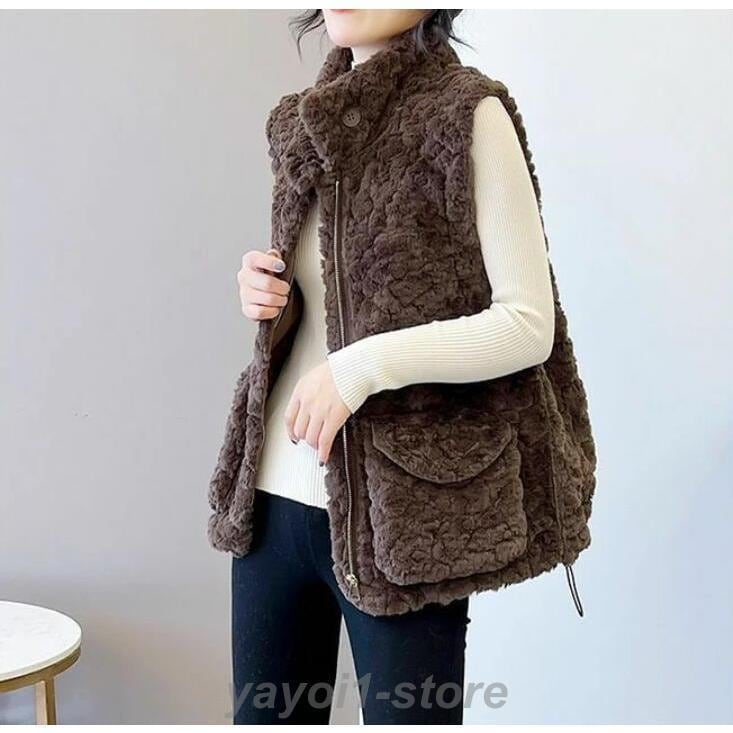 ファーベスト ベスト レディース 秋冬 ジレ ファーコート ボリューム フェイクファー 羽織り アウター ジャケット ジレ レイヤード 重ね着 ミドル丈 羽織 秋 冬