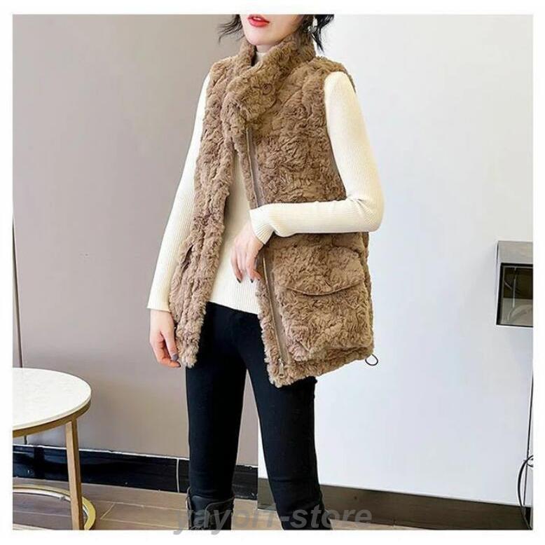 ファーベスト ベスト レディース 秋冬 ジレ ファーコート ボリューム フェイクファー 羽織り アウター ジャケット ジレ レイヤード 重ね着 ミドル丈 羽織 秋 冬