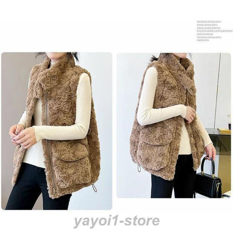 ファーベスト ベスト レディース 秋冬 ジレ ファーコート ボリューム フェイクファー 羽織り アウター ジャケット ジレ レイヤード 重ね着 ミドル丈 羽織 秋 冬