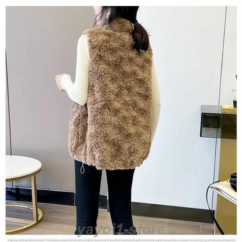 ファーベスト ベスト レディース 秋冬 ジレ ファーコート ボリューム フェイクファー 羽織り アウター ジャケット ジレ レイヤード 重ね着 ミドル丈 羽織 秋 冬