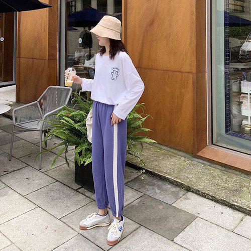 パンツ レディースパンツ レディース フルレングス カジュアルパンツ ラインパンツ 裾ゴム ハイウエスト ウエストゴム スポーティー カジュアル 楽ちん 運動 ランニングパンツ ヨガパンツ 体操 ジム