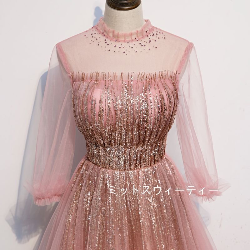 カラードレス ピンク フォーマルドレス 袖あり 演奏会 結婚式 aラインドレス 二次会 花嫁 ロング カラードレス ピンク フォーマルドレス 袖あり 演奏会 結婚式 aラインドレス 二次会 花嫁 ロング