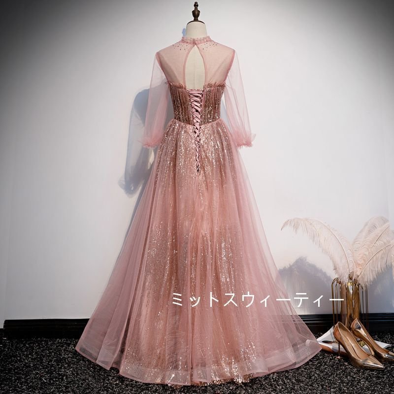 カラードレス ピンク フォーマルドレス 袖あり 演奏会 結婚式 aラインドレス 二次会 花嫁 ロング カラードレス ピンク フォーマルドレス 袖あり 演奏会 結婚式 aラインドレス 二次会 花嫁 ロング