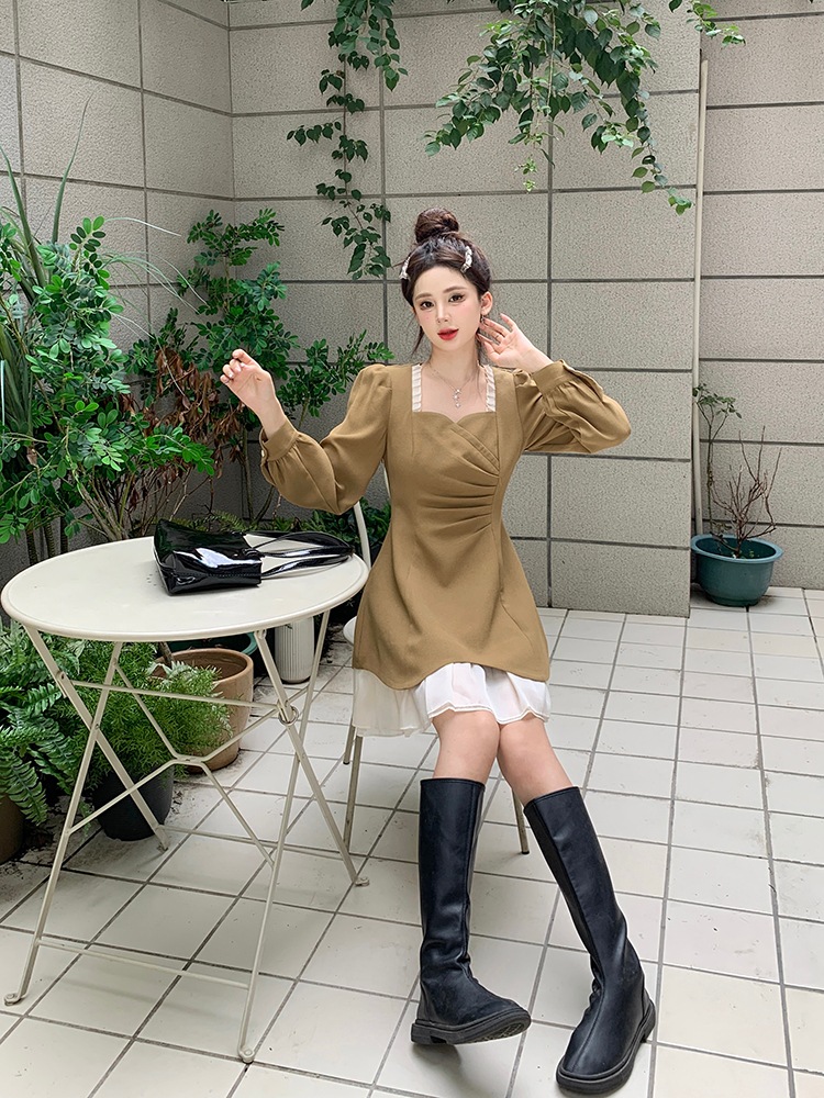 2カラー ワンピース レディース ミニ丈 ミニワンピ ワンピドレス スクエアネック フリル レース シフォン パフスリーブ 長袖 レイヤード Aライン カーキ ブラック 黒 エレガント 上品 ガーリー 2カラー ワンピース レディース ミニ丈 ミニワンピ ワンピドレス スクエアネック フリル レース シフォン パフスリーブ 長袖 レイヤード Aライン カーキ ブラック 黒 エレガント 上品 ガーリー