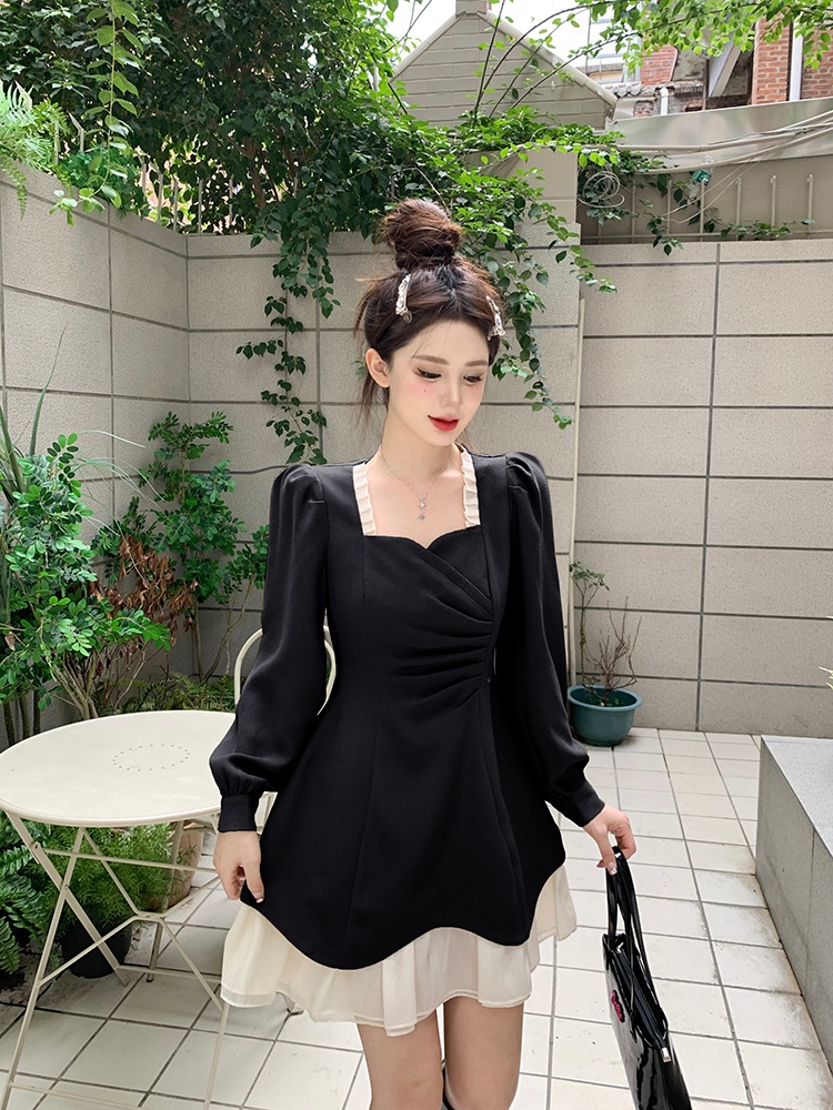 2カラー ワンピース レディース ミニ丈 ミニワンピ ワンピドレス スクエアネック フリル レース シフォン パフスリーブ 長袖 レイヤード Aライン カーキ ブラック 黒 エレガント 上品 ガーリー 2カラー ワンピース レディース ミニ丈 ミニワンピ ワンピドレス スクエアネック フリル レース シフォン パフスリーブ 長袖 レイヤード Aライン カーキ ブラック 黒 エレガント 上品 ガーリー