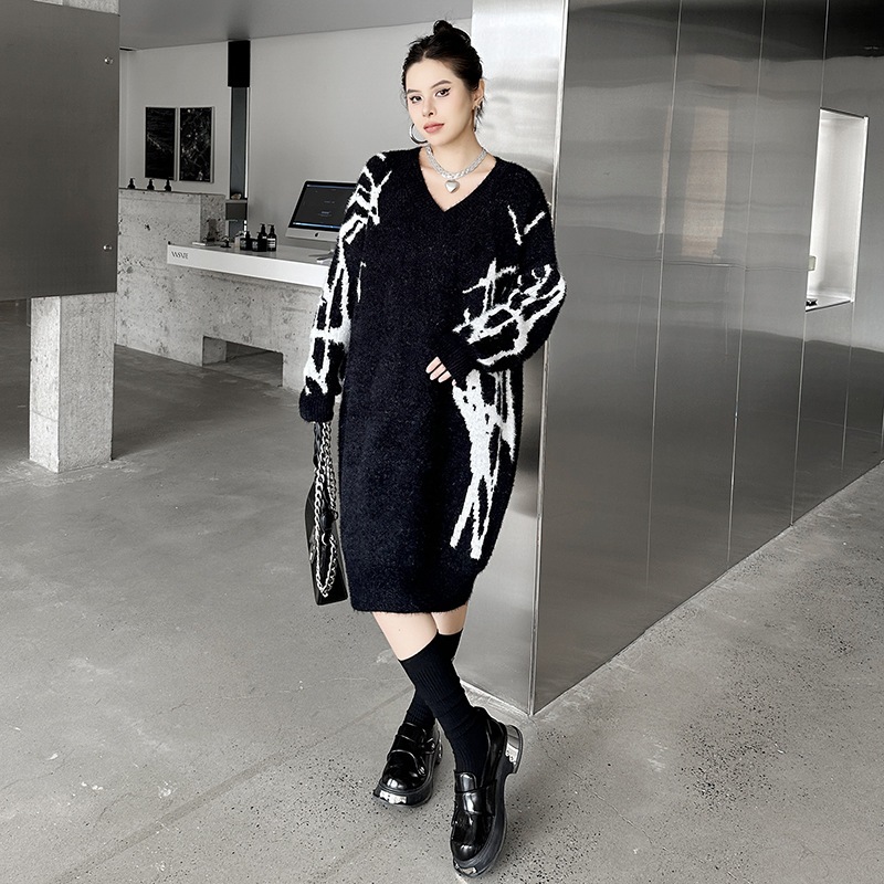 【J.Fashion】 ロングニット おしゃれ 個性的なデザイン ニットワンピース vネック レディース ロングセーター メガ割 【J.Fashion】 ロングニット おしゃれ 個性的なデザイン ニットワンピース vネック レディース ロングセーター メガ割