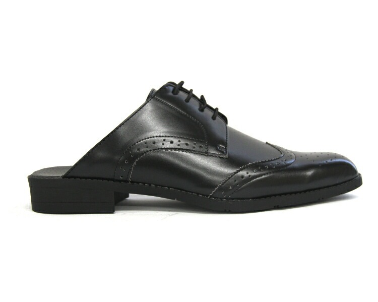 UN SNOBBISH ビジネスサンダル シューズ 紳士 ウィングチップタイプ 靴ひもゴム 合成皮革