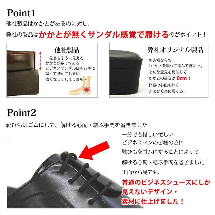 UN SNOBBISH ビジネスサンダル シューズ 紳士 ウィングチップタイプ 靴ひもゴム 合成皮革