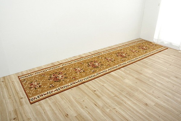 廊下敷き マット 花柄 エレガンス 撥水 グリーン 約60x440cm 廊下敷き マット 花柄 エレガンス 撥水 グリーン 約60x440cm