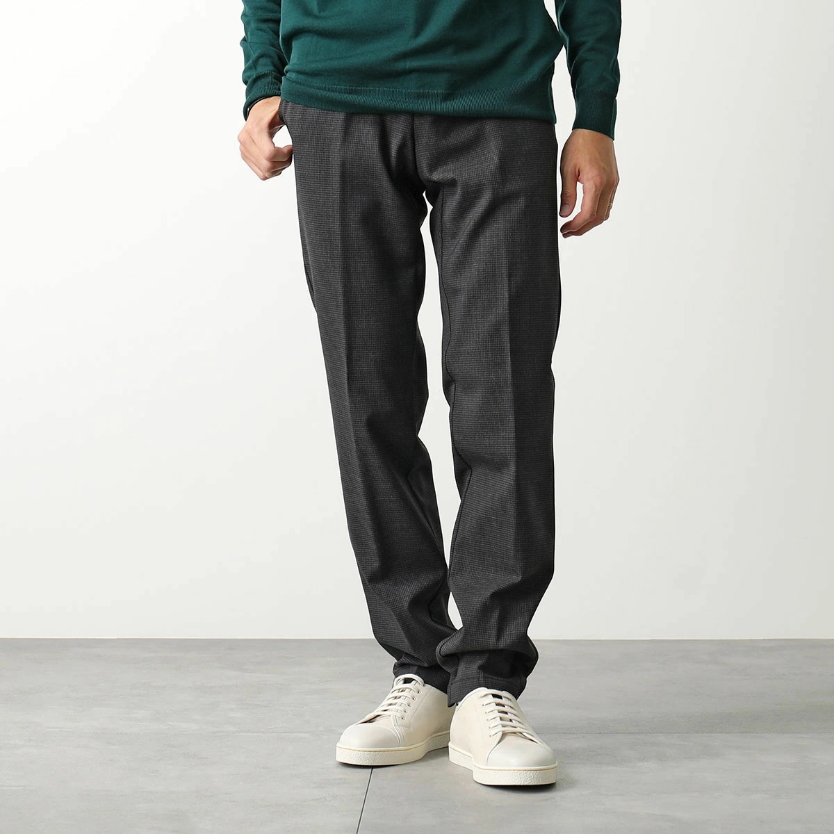 GERMANO ジェルマーノ スラックスパンツ CITY 3NEG 7637 メンズ チェック柄 センタープレス ウールブレンド ストレッチ カラー3色