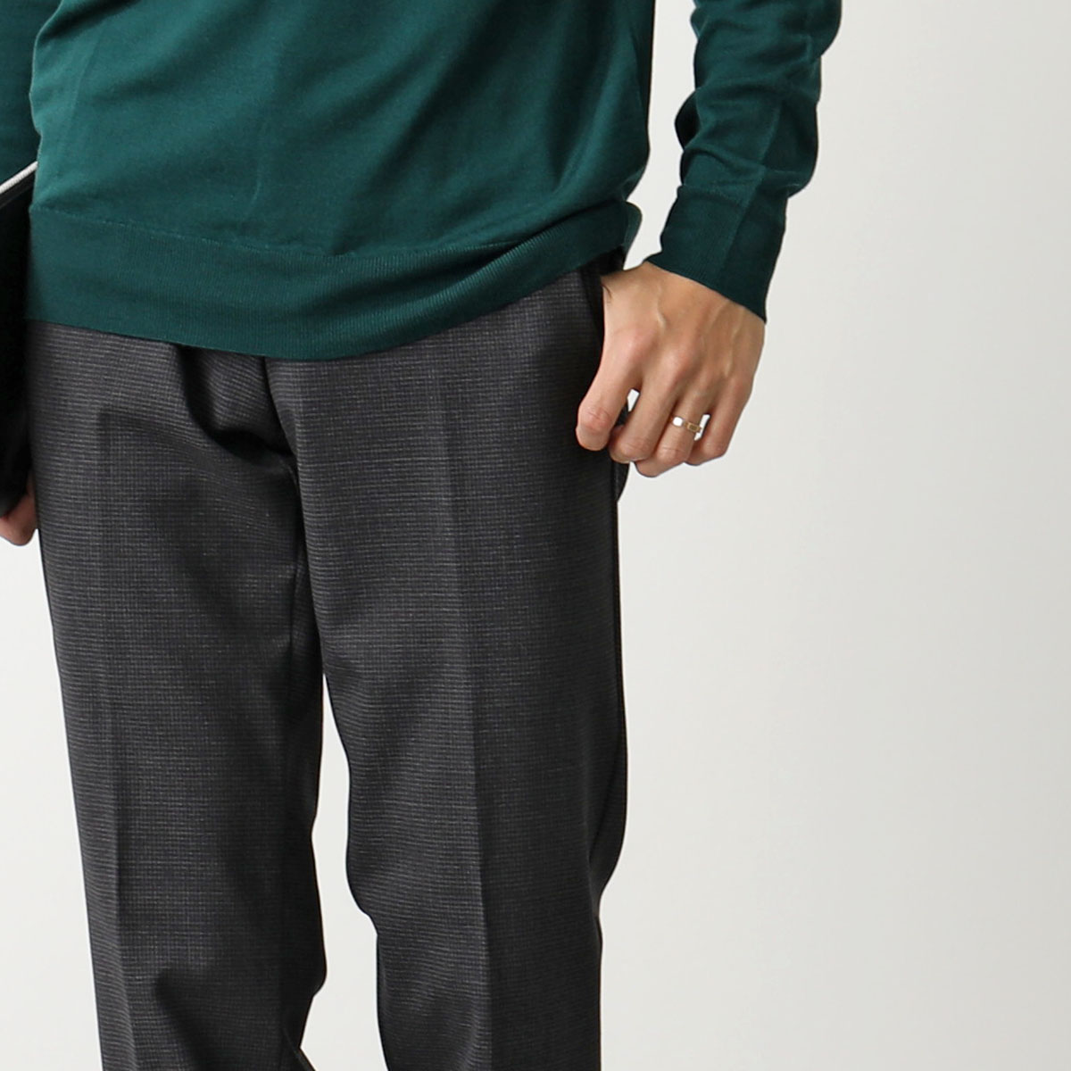 GERMANO ジェルマーノ スラックスパンツ CITY 3NEG 7637 メンズ チェック柄 センタープレス ウールブレンド ストレッチ カラー3色