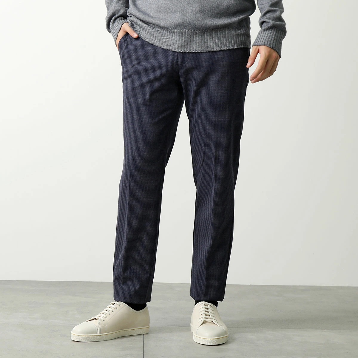 GERMANO ジェルマーノ スラックスパンツ CITY 3NEG 7637 メンズ チェック柄 センタープレス ウールブレンド ストレッチ カラー3色