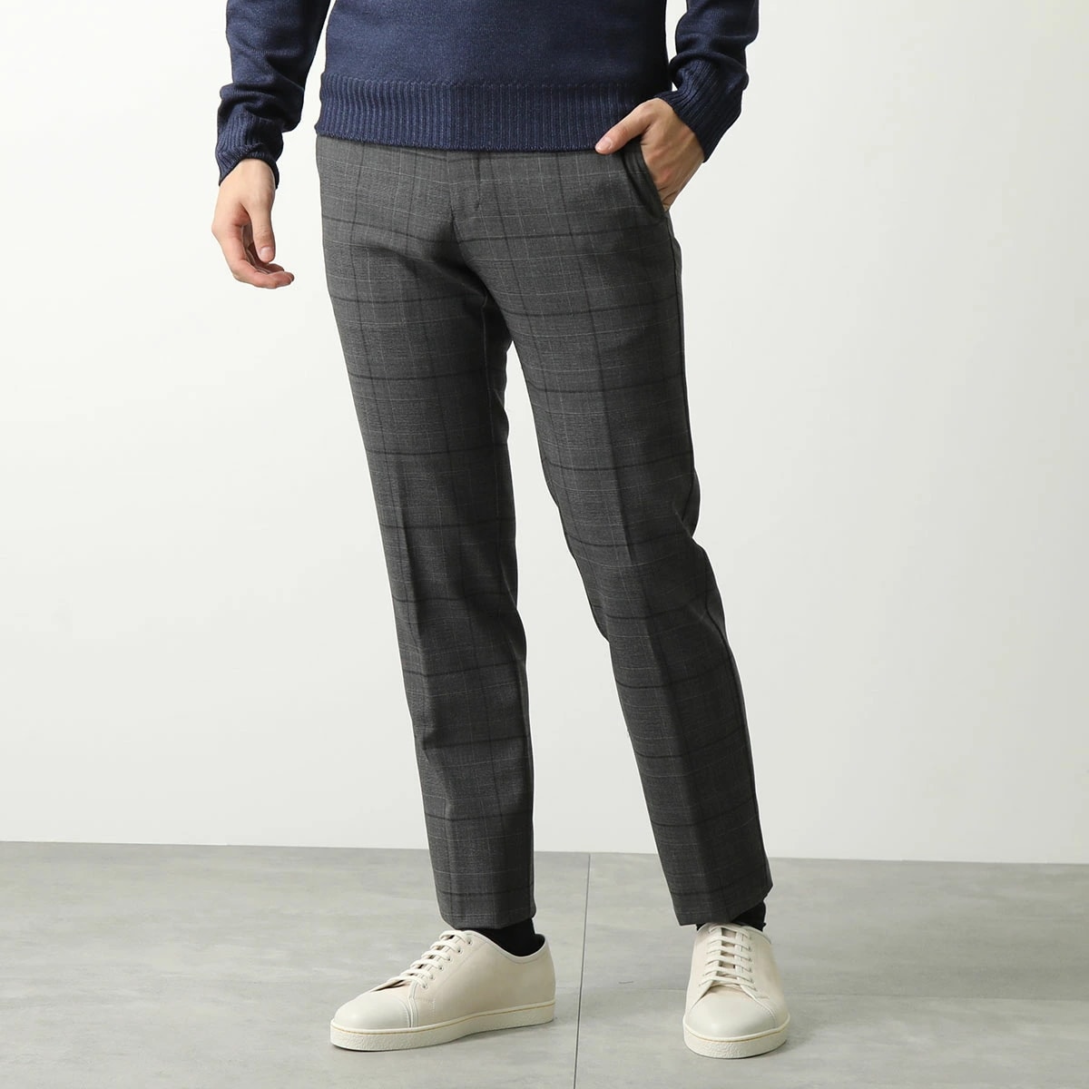 GERMANO ジェルマーノ スラックスパンツ CITY 3NEG 7637 メンズ チェック柄 センタープレス ウールブレンド ストレッチ カラー3色