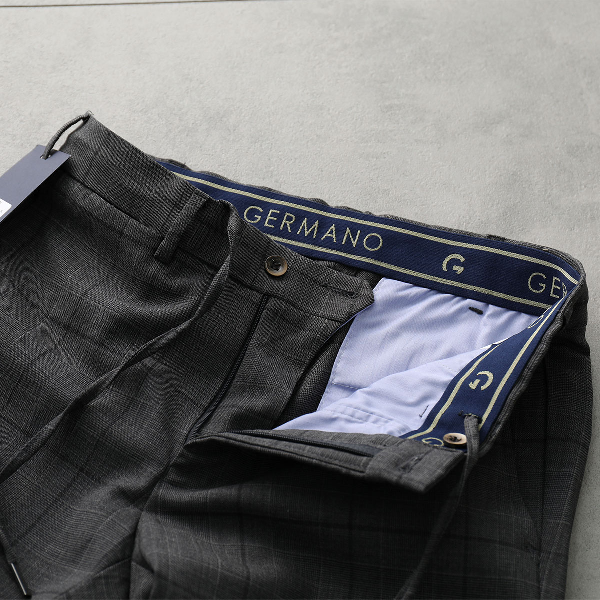 GERMANO ジェルマーノ スラックスパンツ CITY 3NEG 7637 メンズ チェック柄 センタープレス ウールブレンド ストレッチ カラー3色