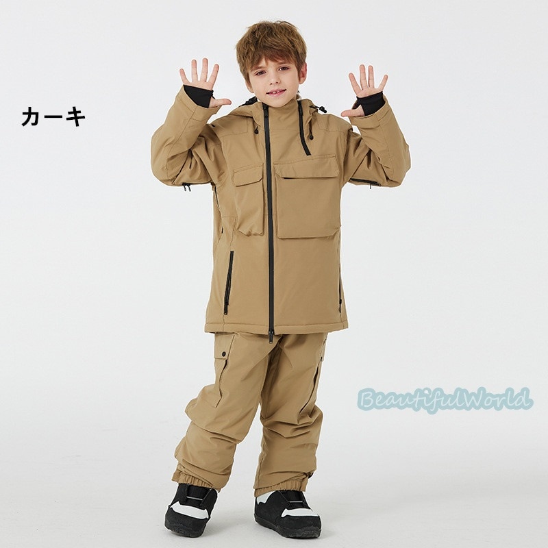 スノーボードウェア キッズ スキーウェア 上下セット 子供 ジュニア スノボウェア ジャケット パンツ 男の子 女の子 スノーウェア 撥水 防風 保温 雪遊び