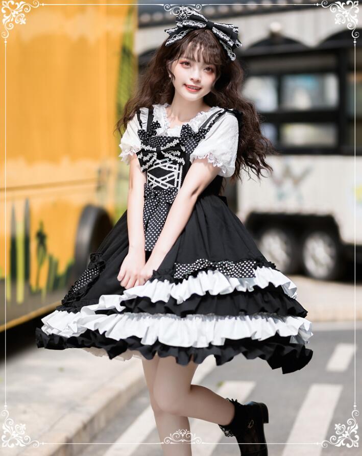 ロリータ ワンピース ハロウィン コスプレ ゴスロリ キャミソール 膝丈 ティアードドレス ロリータ服 可愛いワンピース 学園祭 文化祭 イベント 暗黒風 コスチューム 撮影衣装 リボン付き ロリータ ワンピース ハロウィン コスプレ ゴスロリ キャミソール 膝丈 ティアードドレス ロリータ服 可愛いワンピース 学園祭 文化祭 イベント 暗黒風 コスチューム 撮影衣装 リボン付き
