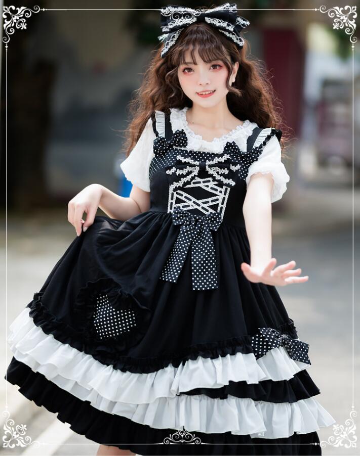 ロリータ ワンピース ハロウィン コスプレ ゴスロリ キャミソール 膝丈 ティアードドレス ロリータ服 可愛いワンピース 学園祭 文化祭 イベント 暗黒風 コスチューム 撮影衣装 リボン付き ロリータ ワンピース ハロウィン コスプレ ゴスロリ キャミソール 膝丈 ティアードドレス ロリータ服 可愛いワンピース 学園祭 文化祭 イベント 暗黒風 コスチューム 撮影衣装 リボン付き