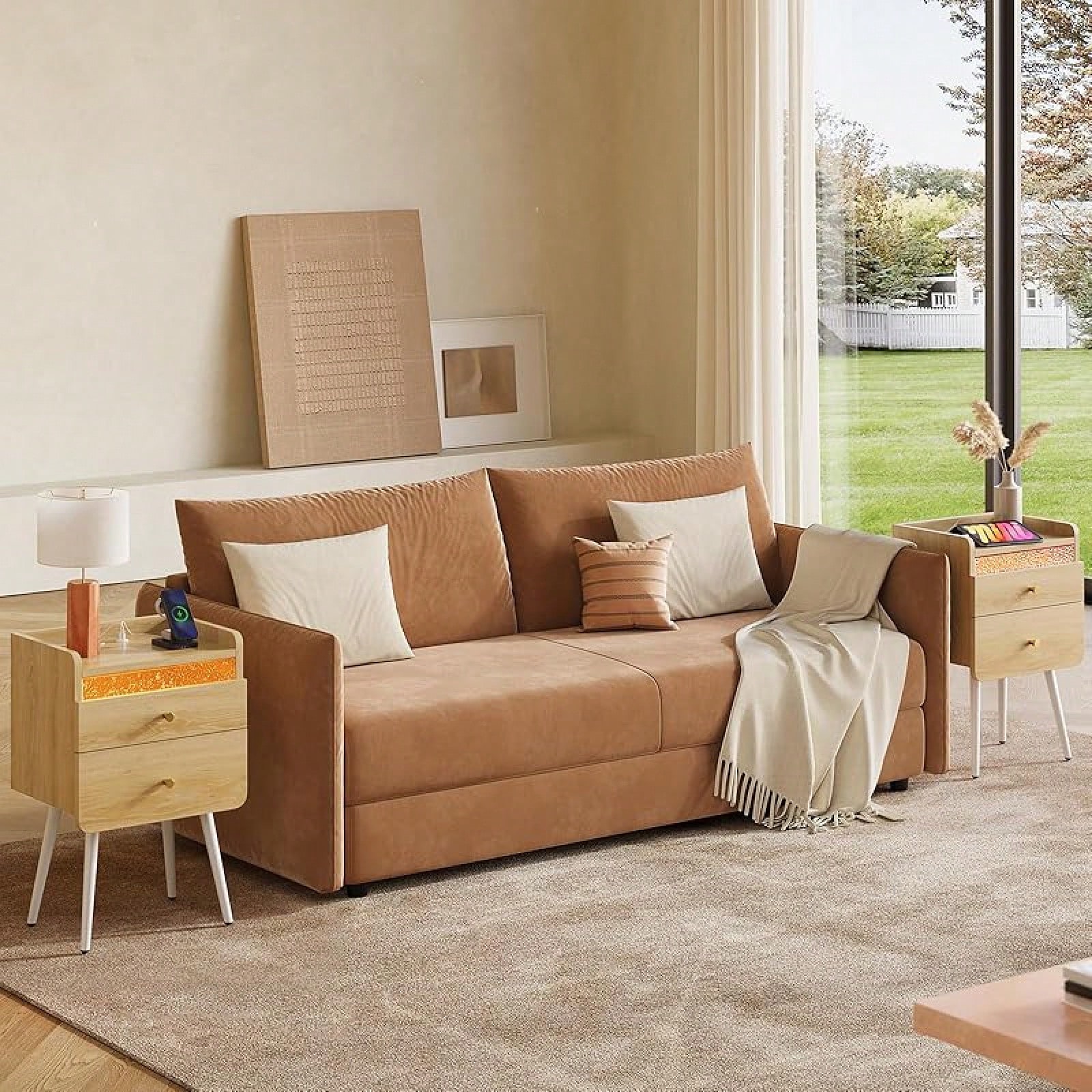 Pinmoco ベッドサイドテーブル 引き出し付き ナイトテーブル 幅40×奥行30×高さ64cm USB-A&USB-Cポート付き LEDライト付き おしゃれ サイドテーブル ベッド横 ソファ横 転 Pinmoco ベッドサイドテーブル 引き出し付き ナイトテーブル 幅40×奥行30×高さ64cm USB-A&USB-Cポート付き LEDライト付き おしゃれ サイドテーブル ベッド横 ソファ横 転