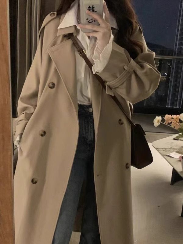2024秋冬服 韓国 トレンチコート レディース ミディアム丈で小柄な 英国風 カジュアル ジャケット トレンチコート ロング 通勤 アウター チェスターコート