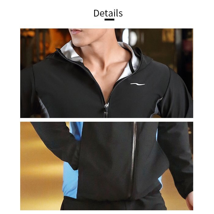 サウナスーツ メンズ 2点セット パーカー パンツ スポーツウェア ランニング ダイエットスーツ 上 サウナスーツ メンズ 2点セット パーカー パンツ スポーツウェア ランニング ダイエットスーツ 上