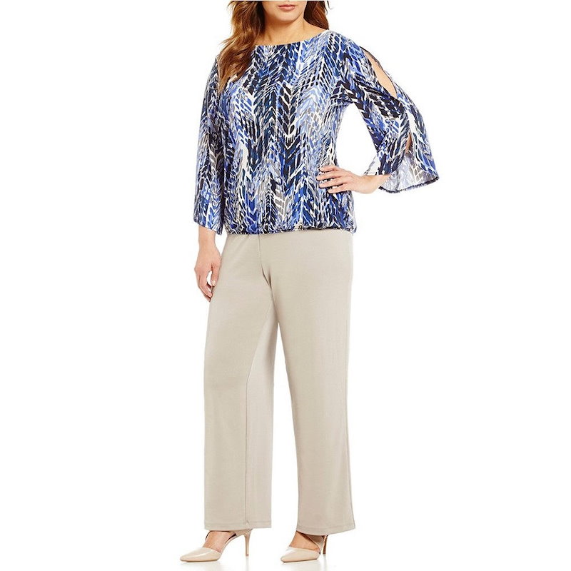 カスパール レディース トップス ブラウス・シャツ【Kasper Plus Cold-Shoulder Printed Blouse】Iris/Multi カスパール レディース トップス ブラウス・シャツ【Kasper Plus Cold-Shoulder Printed Blouse】Iris/Multi