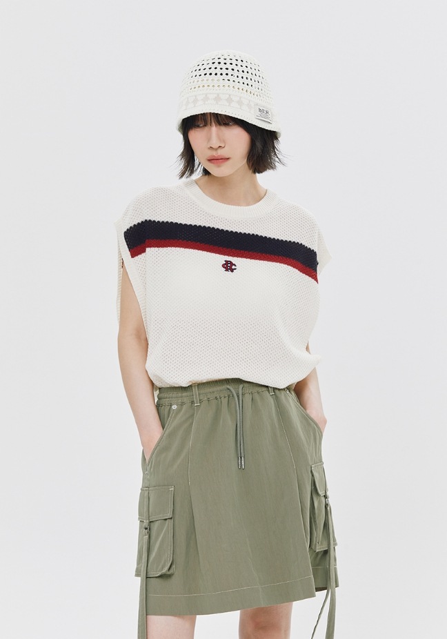 ROMANTIC CROWN】 DOUBLE LINE WAFFLE KNIT VEST ROMANTIC CROWN】 DOUBLE LINE WAFFLE KNIT VEST