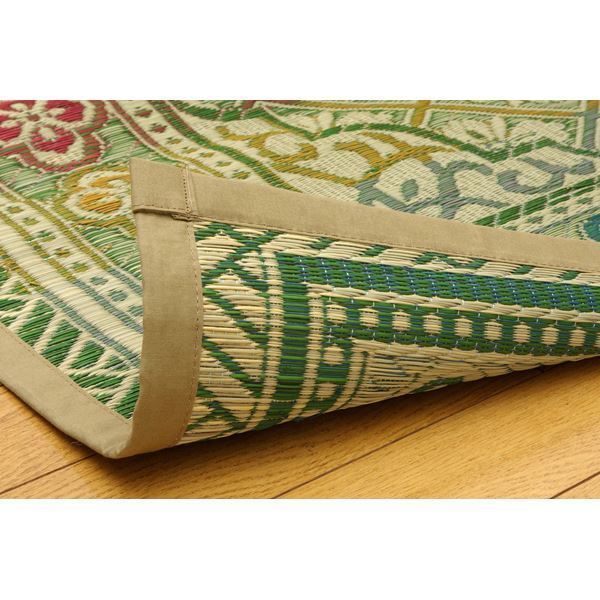 純国産 い草花ござカーペット 『アシック』 グリーン 江戸間4.5畳（261x261cm）