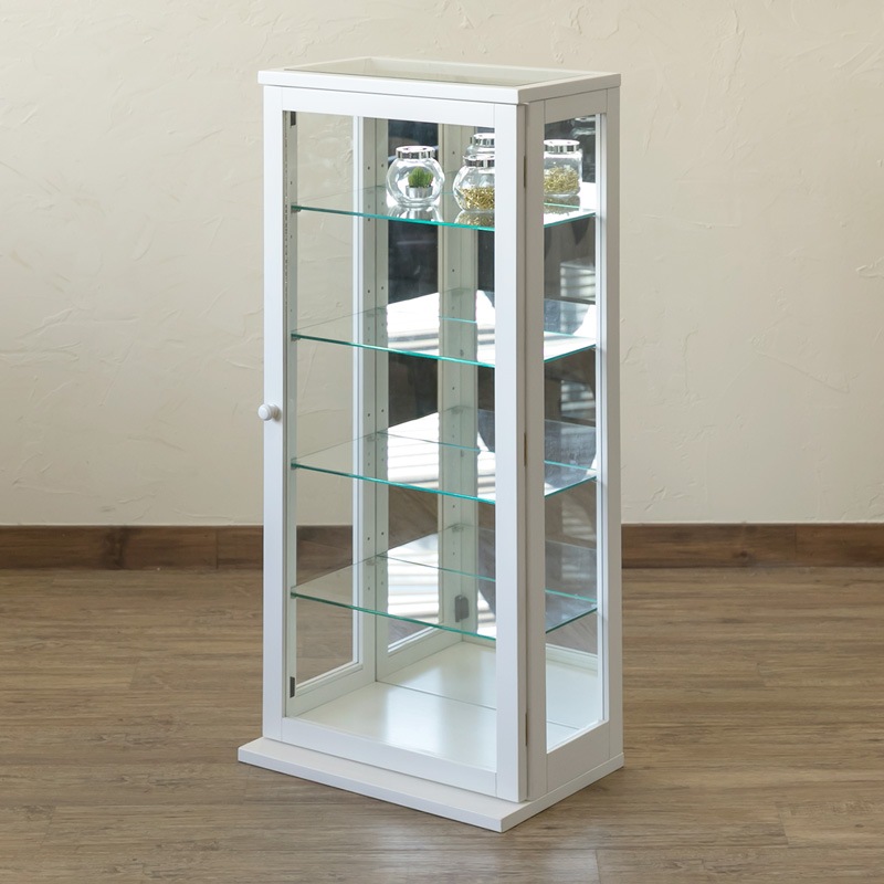 コレクションケース 幅44cm 高さ100cm ガラス 背面ミラー 5段 ショーケース 省スペース