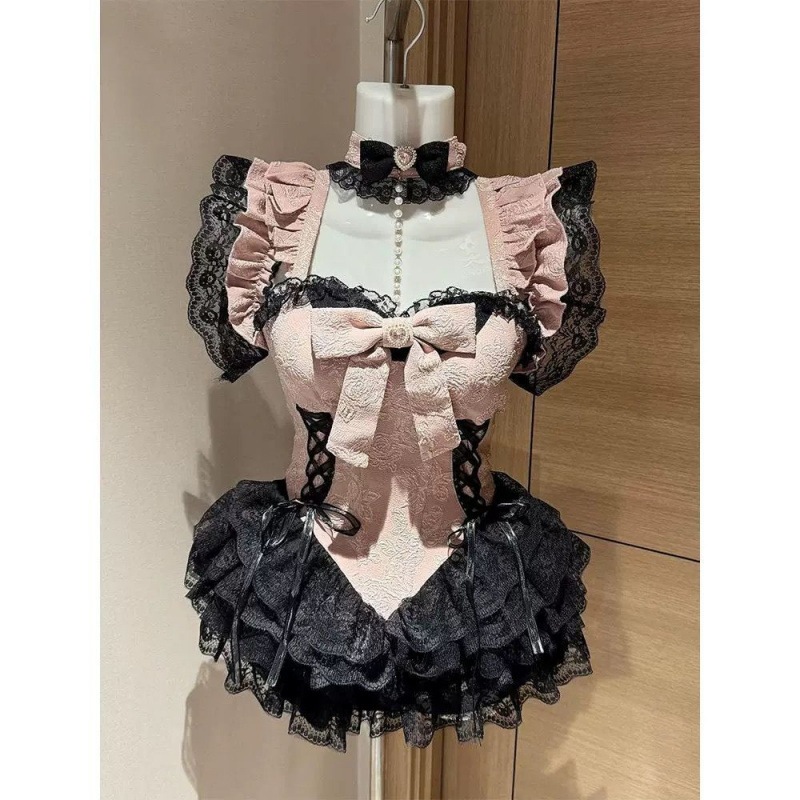 【急速発送】甘辛新作バレエ風フライングスリーブキャミソールワンピースデザイン感レースポンポンスカート秋の万能アイテム 【急速発送】甘辛新作バレエ風フライングスリーブキャミソールワンピースデザイン感レースポンポンスカート秋の万能アイテム