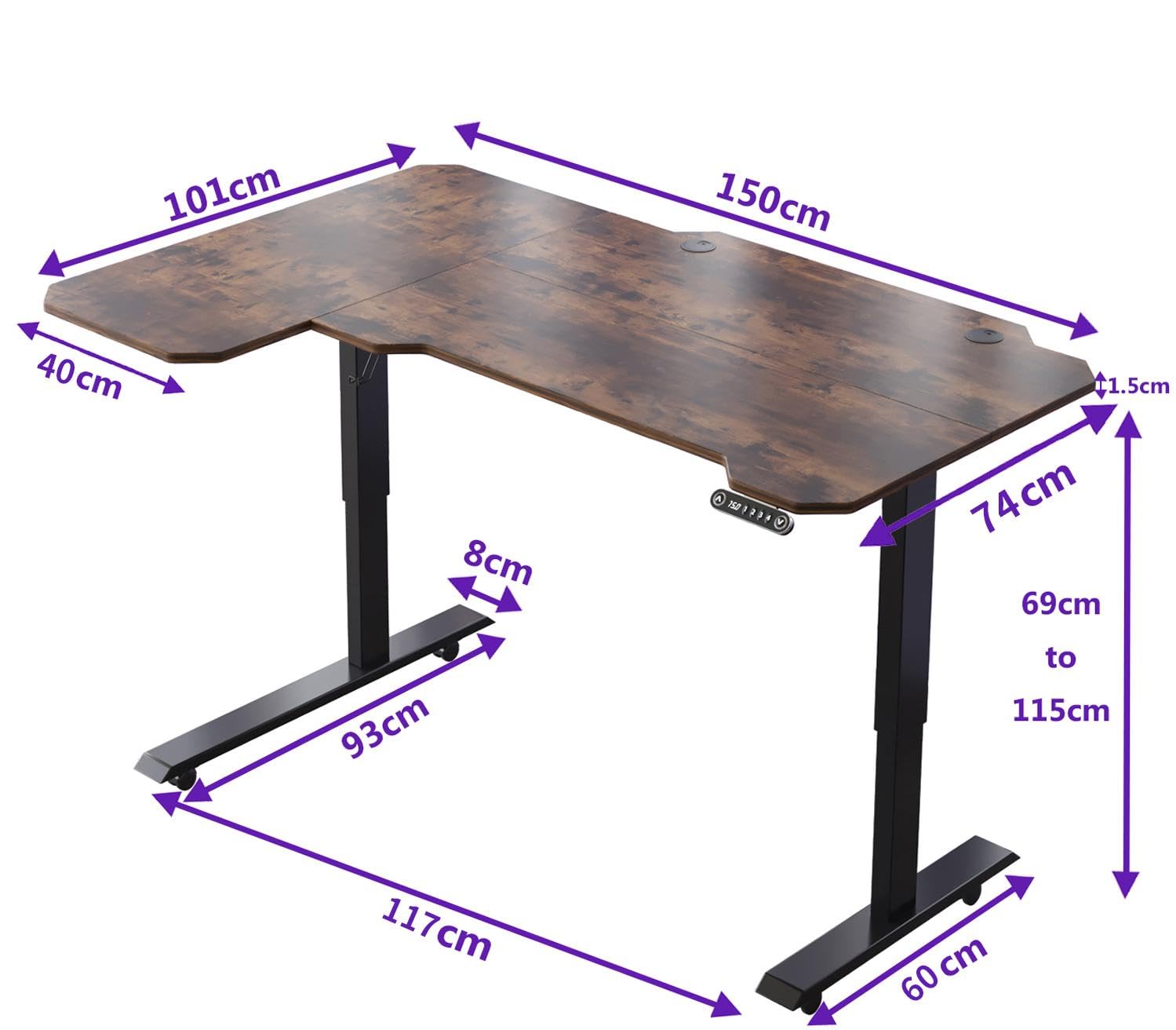 パソコンデスク 電動昇降式 デスク 幅150CM×奥行101CM 電動式 Amazon | Radlove パソコンデスク 電動昇降式 デスク 幅150CM