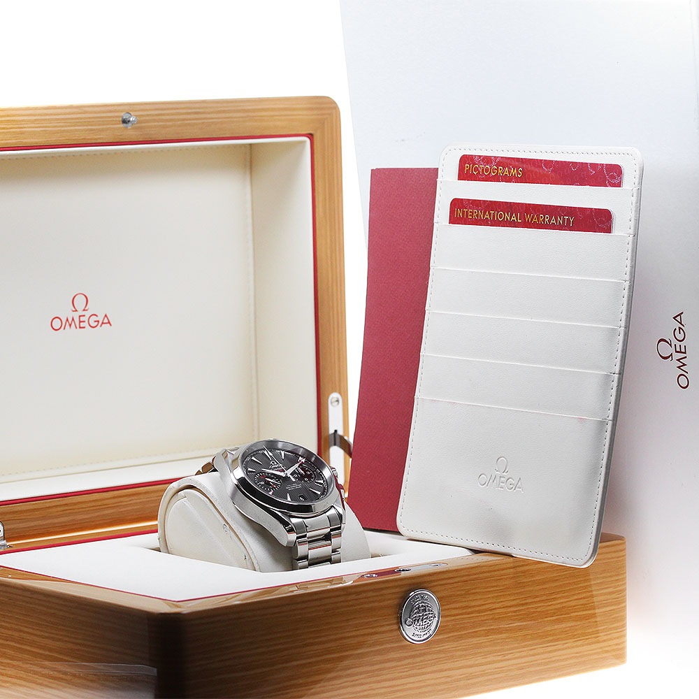 オメガ OMEGA 231.10.43.52.06.001 シーマスター 150M アクアテラ GMT クロノグラフ 自動巻き メンズ 極美品 箱・保証書付き_848671【中古】