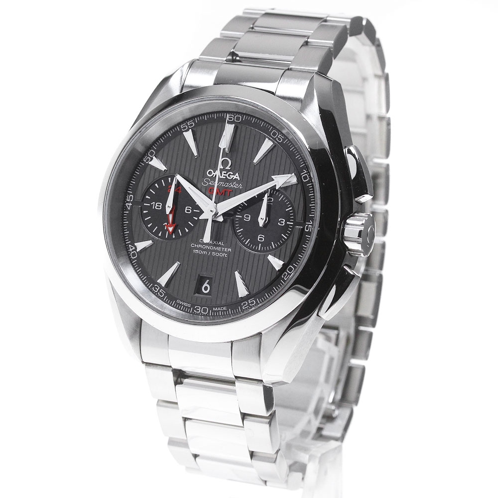 オメガ OMEGA 231.10.43.52.06.001 シーマスター 150M アクアテラ GMT クロノグラフ 自動巻き メンズ 極美品 箱・保証書付き_848671【中古】