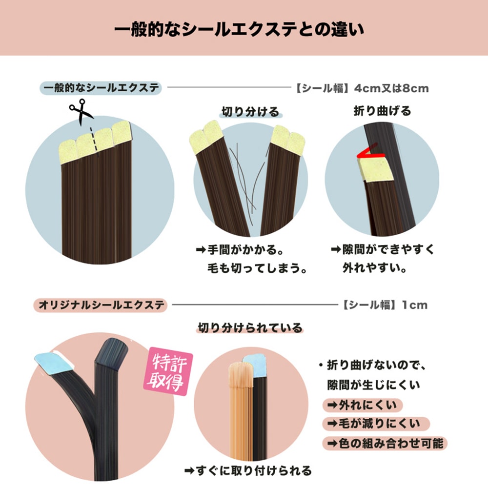 Qoo10] 【当日発送】シールエクステ 52cm 4