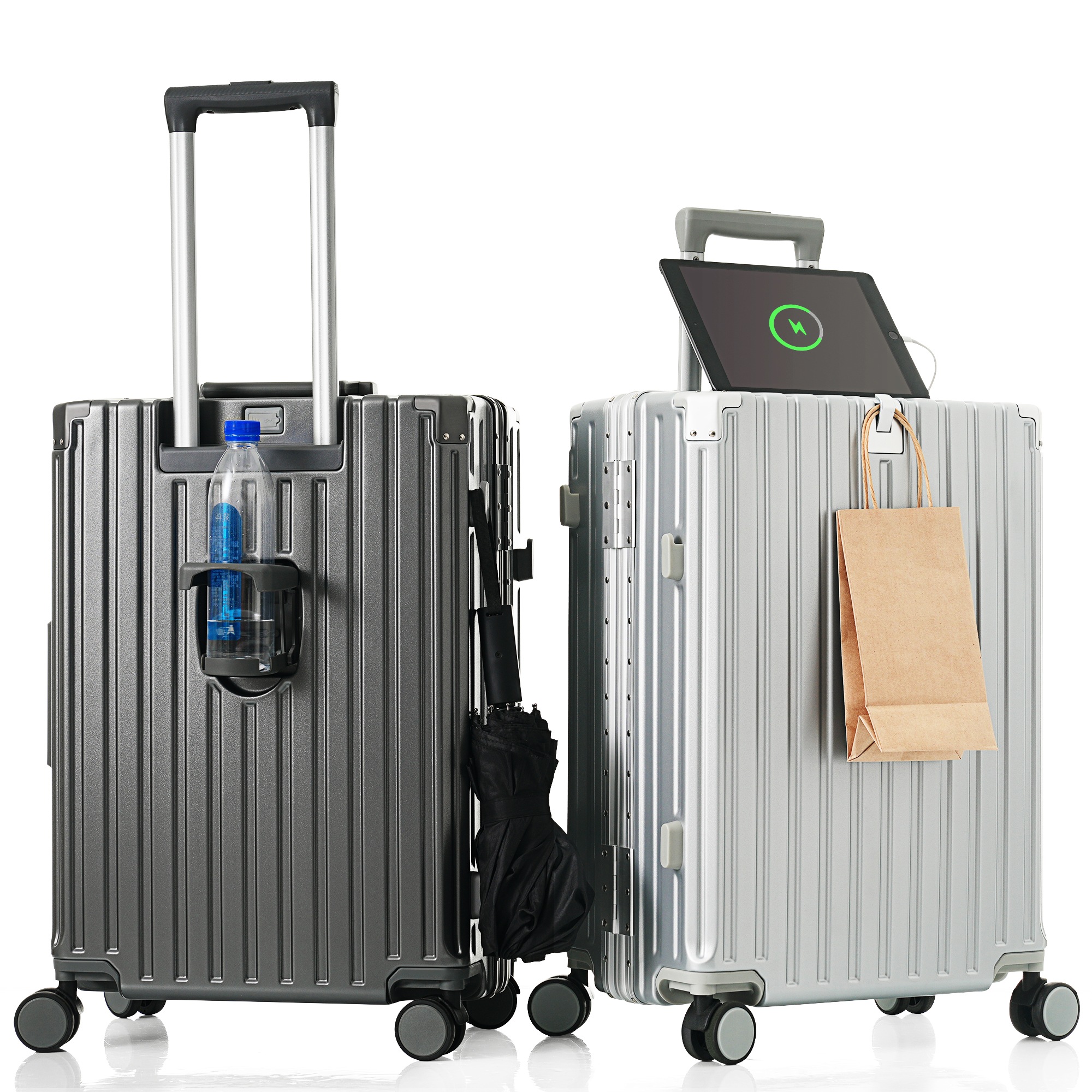 【国内出荷】スーツケース キャリーケース キャリーバッグ Lサイズ フレームタイプ アルミ USBポート付き カップホルダー フック式底足 リンクホルダー 軽量 おしゃれ 電車 静音 海外 高級感 T 【国内出荷】スーツケース キャリーケース キャリーバッグ Lサイズ フレームタイプ アルミ USBポート付き カップホルダー フック式底足 リンクホルダー 軽量 おしゃれ 電車 静音 海外 高級感 T