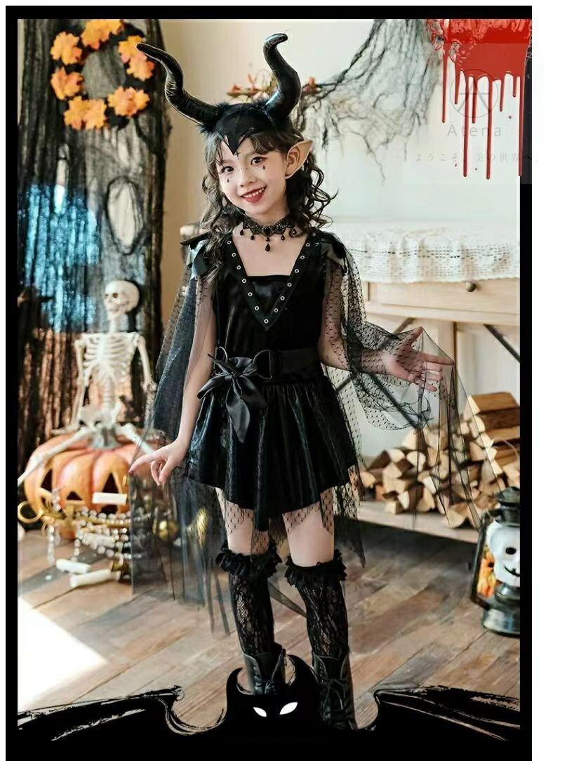 7点セット 高品質 ハロウィン 衣装 子供 魔女 コスプレ カチューシャ キッズ 女の子 大人 巫女 仮装 子供発表会 演出服 ワンピース cosplay 衣 ドレス