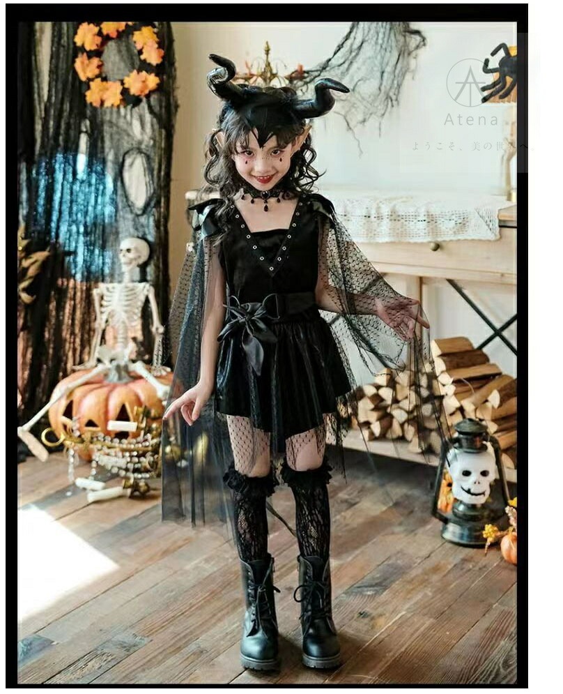 7点セット 高品質 ハロウィン 衣装 子供 魔女 コスプレ カチューシャ キッズ 女の子 大人 巫女 仮装 子供発表会 演出服 ワンピース cosplay 衣 ドレス
