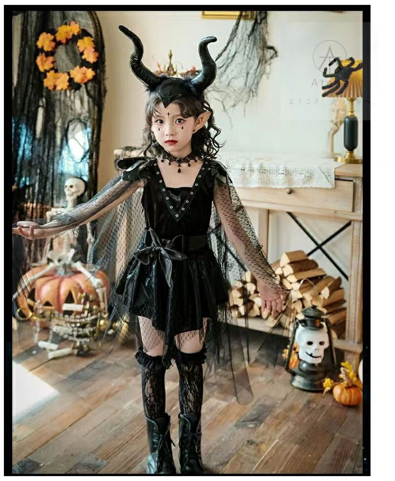 7点セット 高品質 ハロウィン 衣装 子供 魔女 コスプレ カチューシャ キッズ 女の子 大人 巫女 仮装 子供発表会 演出服 ワンピース cosplay 衣 ドレス