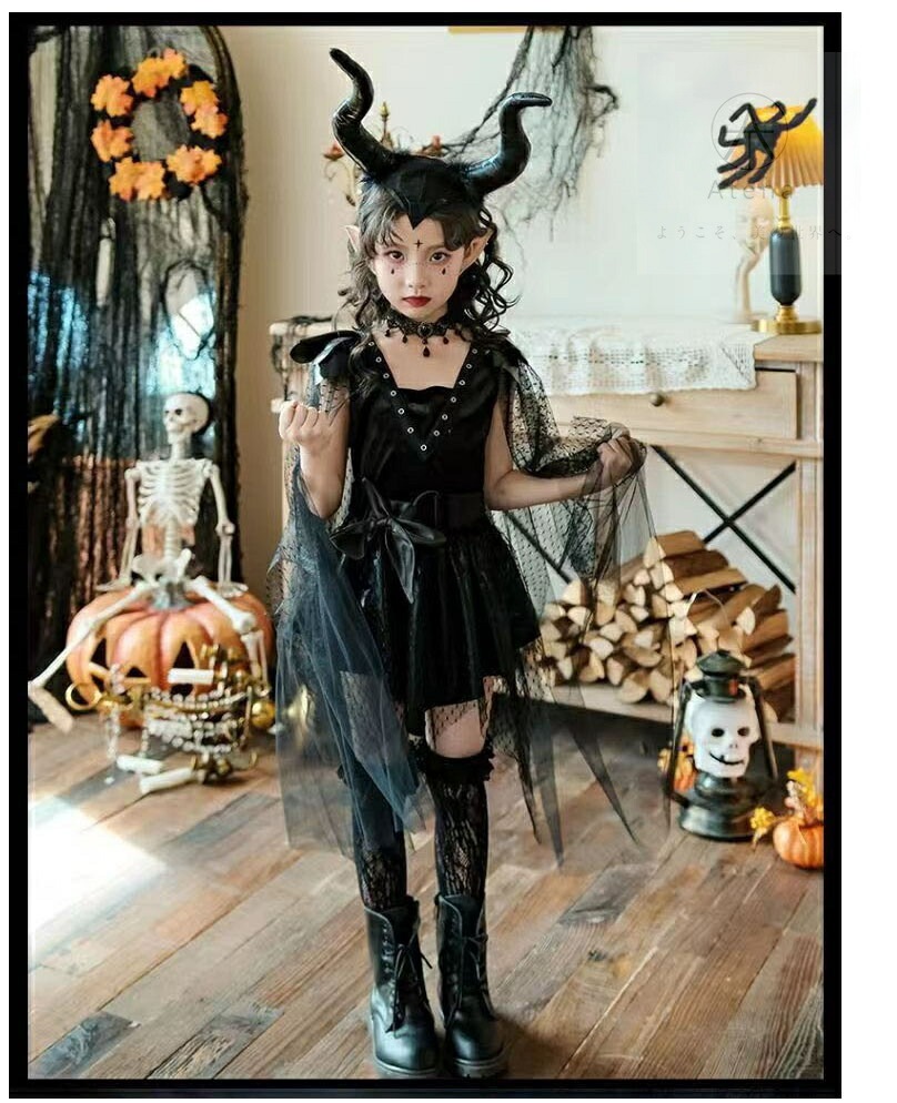 7点セット 高品質 ハロウィン 衣装 子供 魔女 コスプレ カチューシャ キッズ 女の子 大人 巫女 仮装 子供発表会 演出服 ワンピース cosplay 衣 ドレス