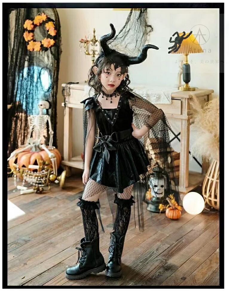 7点セット 高品質 ハロウィン 衣装 子供 魔女 コスプレ カチューシャ キッズ 女の子 大人 巫女 仮装 子供発表会 演出服 ワンピース cosplay 衣 ドレス