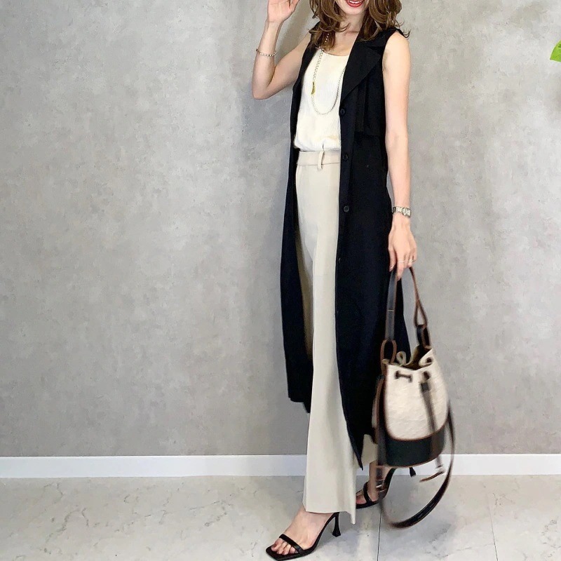セットアップ 夏/新作/ロングカーディガン/カジュアルベスト+ベスト+パンツ/スリーピース/セット