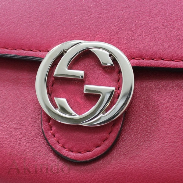 2つ折り 長財布GG インターロッキングG コンチネンタルウォレット 二つ折り長財布 369663 マゼンタ レディース